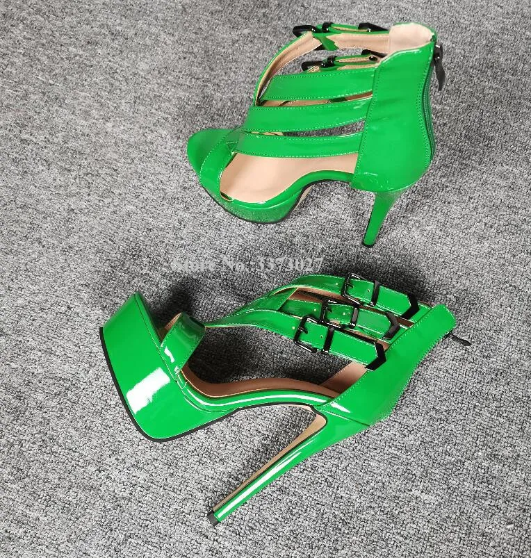 Сандалии женские из лакированной кожи босоножки на шпильке и платформе с