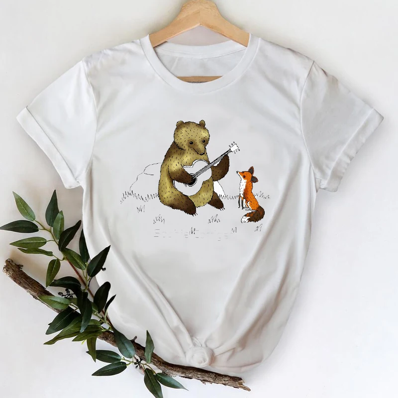 

T-shirts Women 2021 Animal Spring Floral Girl 90s Cartoon Clothes Printing Graphic Tshirt Top Lady Print Female Tee T-Shirt