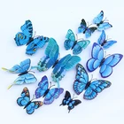 Двухслойная 3D Наклейка на стену в виде бабочки, 12 шт.компл., домашнее украшение красочный бабочек на стену, магнитные наклейки на холодильник