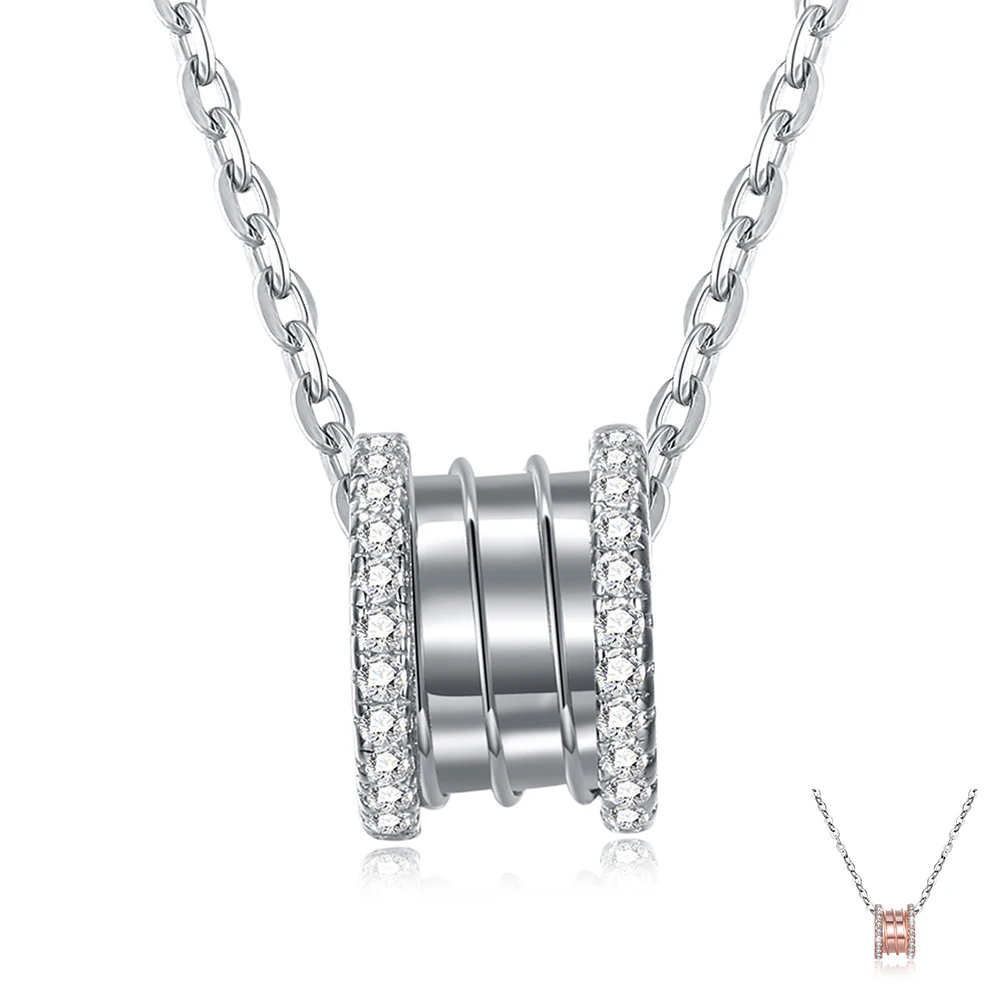 

ZEMIOR S925 Sterling Silver Zircon Round-link Pendant Necklace Pretty Elegant Lady Silver Chains Hot selling Fine Jewelry
