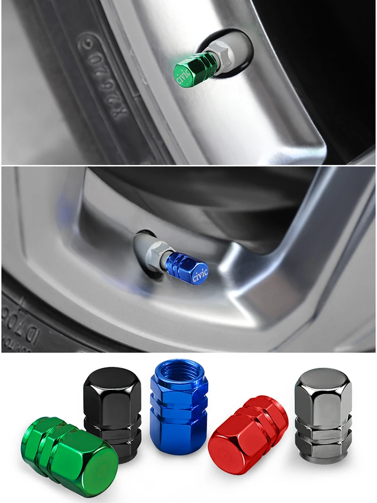 4 Pcs Car Wheel Tire Valve Stem Caps Black Aluminum Alloy Suit for Acura ILX TLX RLX RDX MDX NSX Styling Decoration