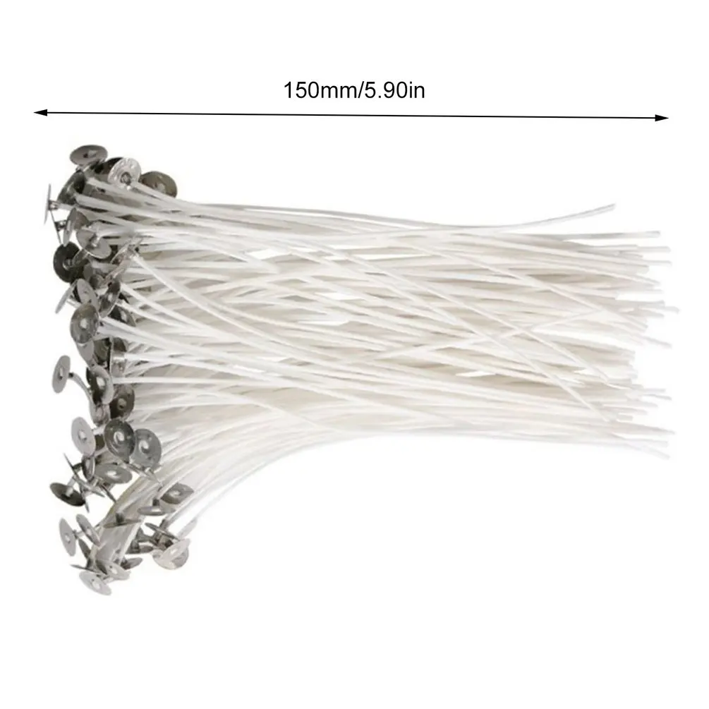 100Pcs 15CM Smokeless Candles Wick Natural Cotton Core Candle Handmade Home DIY Making Pre-Waxed Wicks Party Supplies | Дом и сад
