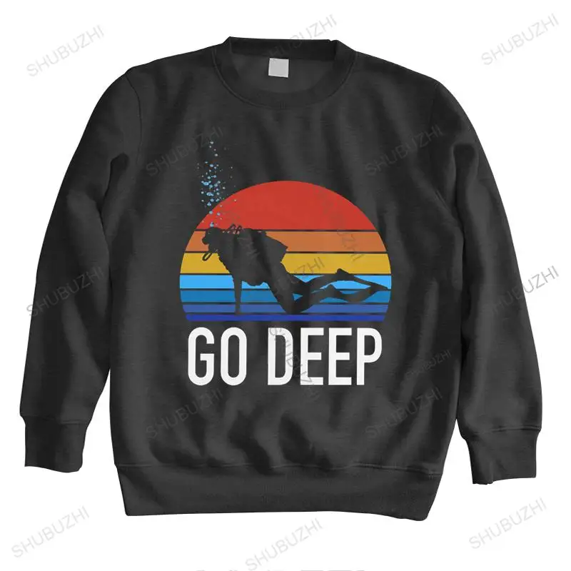 

Retro Scuba Diving hoodies Men Soft Cotton Top Go Deep Diver O-neck long sleeve Ocean Dive Adventure sweatshirt Clothe euro size