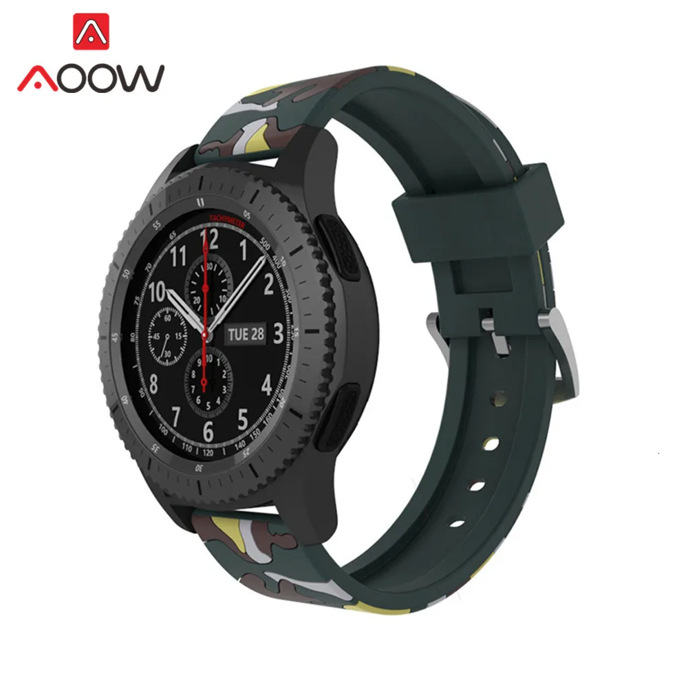20mm 22mm High Quality Silicone Watchband for Samsung Galaxy Active 42mm 46mm Soft Camouflage Strap Bracelet Band for Gear S2 S3