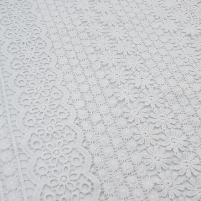 Белая вышитая Водорастворимая кружевная ткань для летнего платья tissus au metre telas