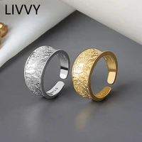 livvy wide ring silver color open ring for women ins gold silver color gold foil concave convex irregular face