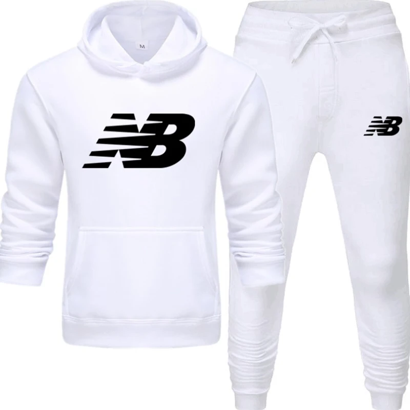

New Autumn Winter NB Letter Mens Hoodie Set Brand Sportswear Pullover Suit Hoodie With Sweatpants Jogging Men's Pullover Sets