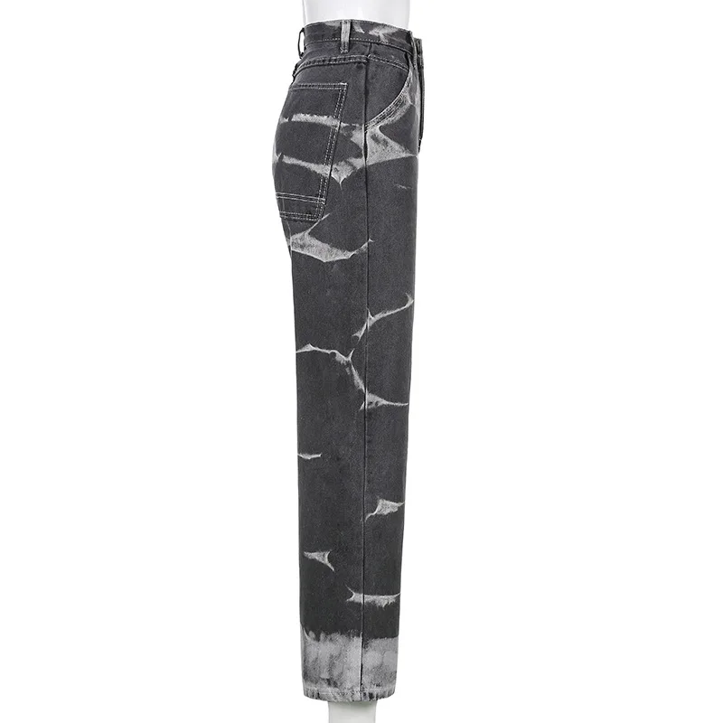 

Women'S Pants Straight Leg Jeans Women High Waist Slim Loose Autumn Winter Pants Casual Split Washed Mom Fashion Trousers