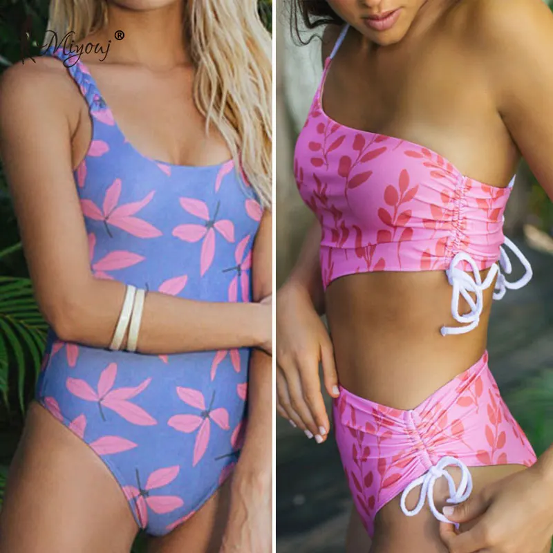 

Miyouj 2021 Braided shoulder strap Swimsuit Women'S Beach Elegant Hollow Out Swimwear Women Multi-Line Fresh Blue One Piece Suit