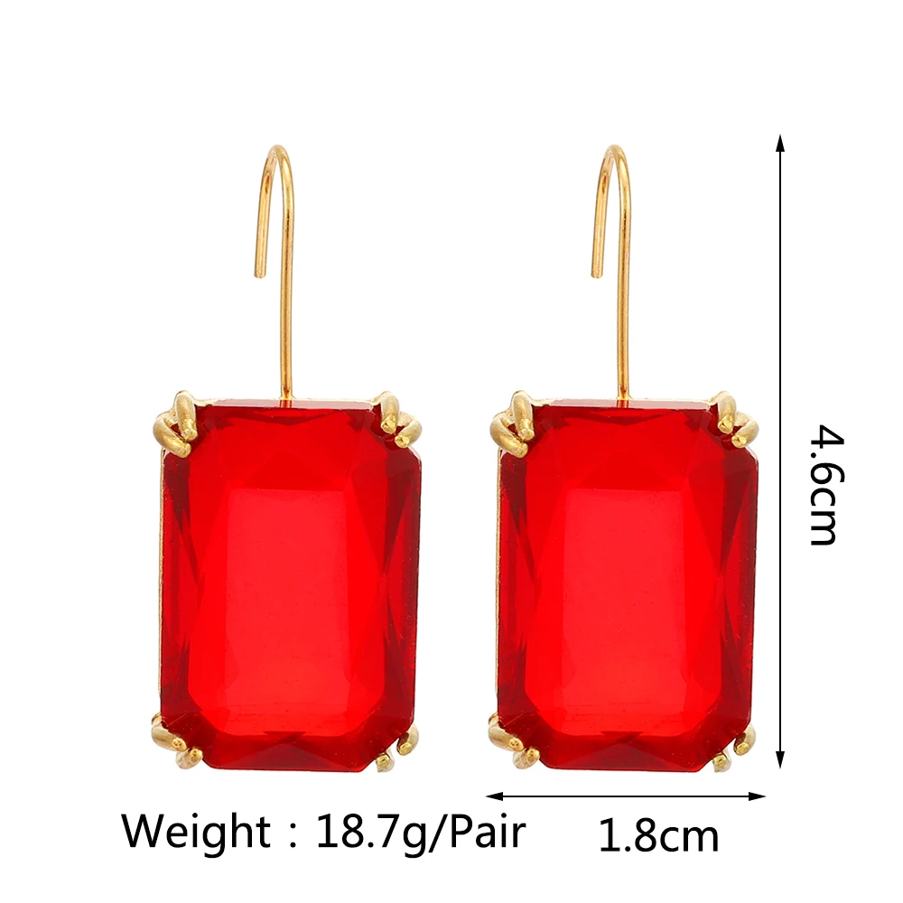 Korean Fashion Brand Square Y2k Dangle Drop Earrings For Women Luxury Charm Clear Crystal Glass Brincos Pendant Holiday Jewelry images - 6