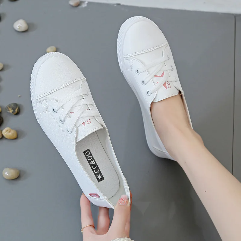 Кроссовки женские из ПУ кожи повседневная обувь на плоской подошве Мокасины