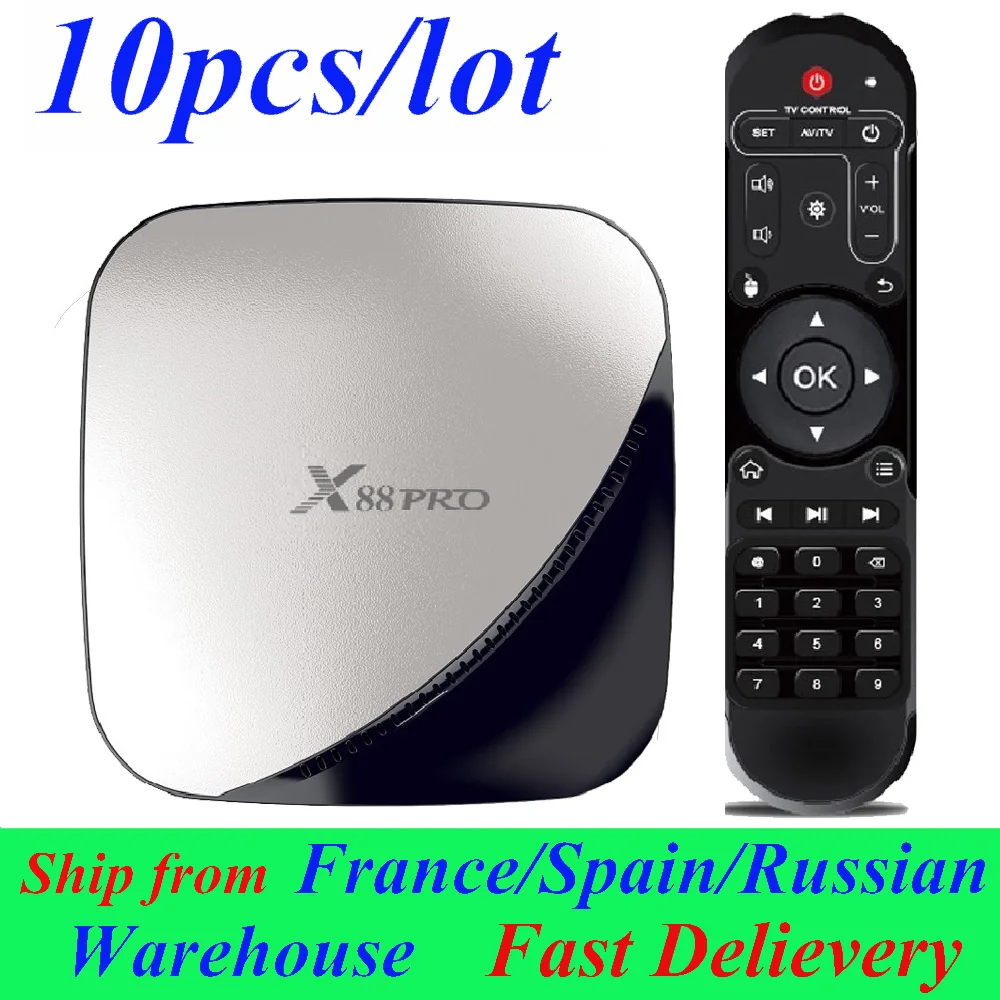 ТВ приставка X88 Pro на Android 9 0 10 шт./лот 2 ГБ/16 ГБ 4 ГБ/32 ГБ/64 4G/128 медиаплеер|ТВ-приставки