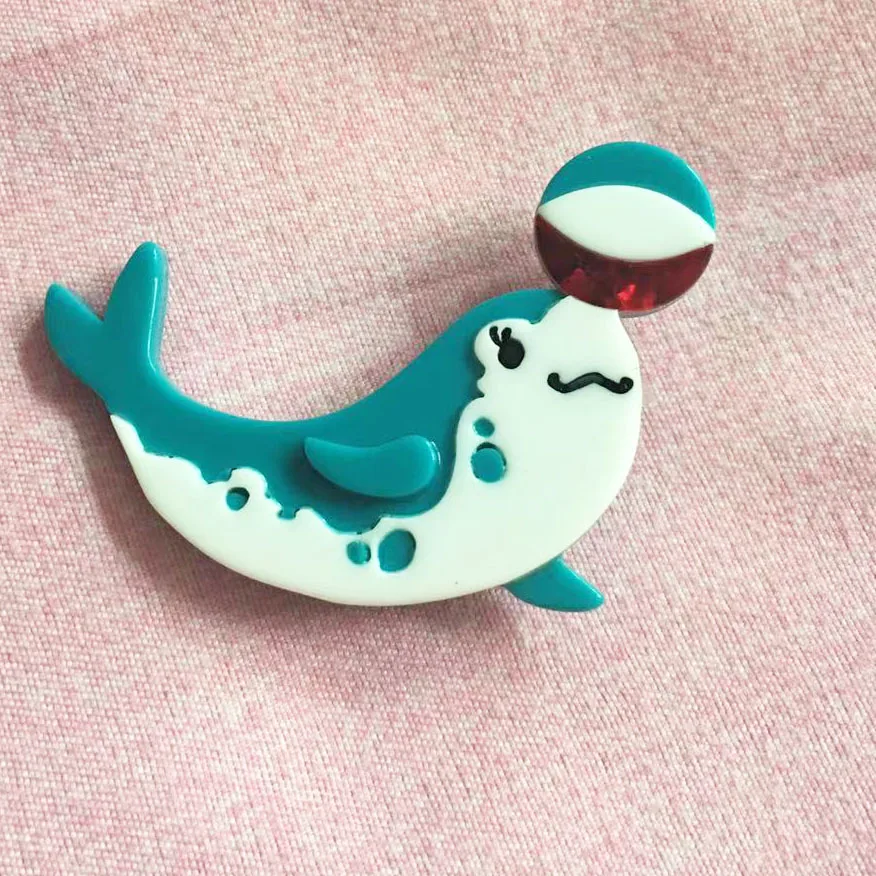 Aquatic Creatures Acrylic Dolphin  Brooches Pin Resin Colorful  Brooches Pins Kids Accessory
