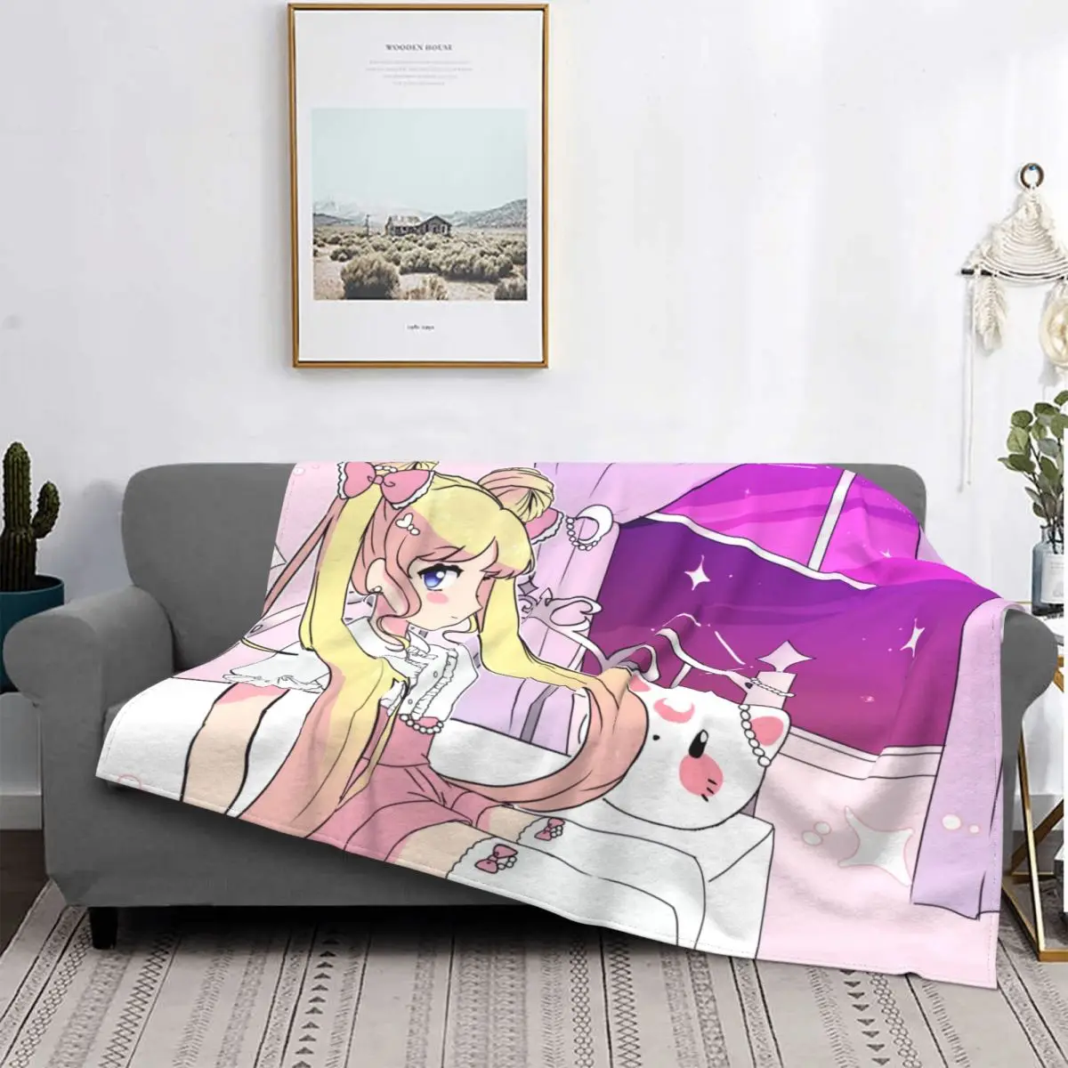 

Moon Girl-Manta de Anime de Japón, decoración textil de forro polar, transpirable, ligera, fina, para sofá, ropa de cama de viaj