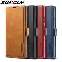 vintage magnetic leather cover card slots flip stand case for samsung galaxy s21 fe a52 a72 note 20 ultra 10 s20 s10 s8 s9 plus
