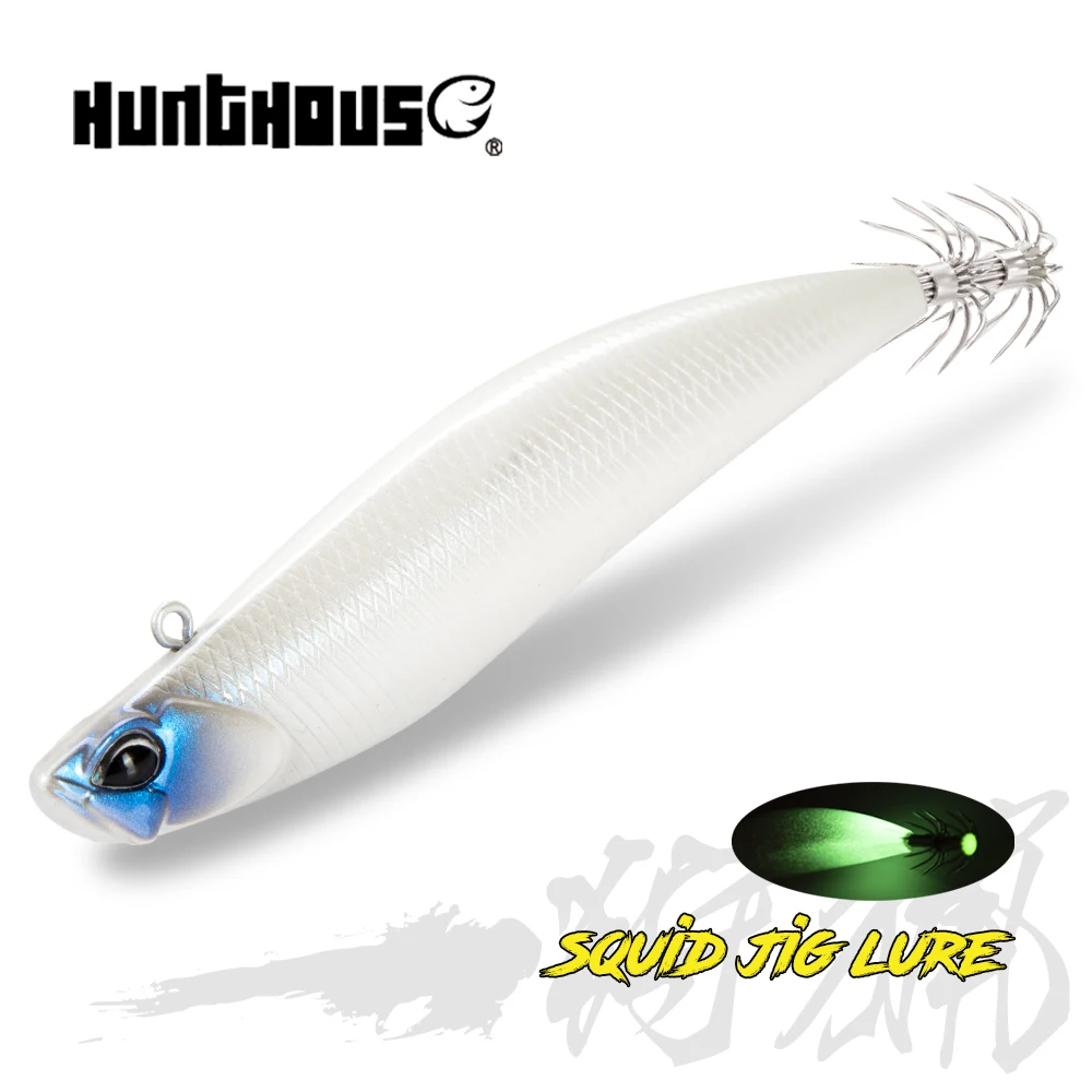 Hunthouse EGI Suqid Lure 110mm 26.7g D-Squid Jigging Pencil Baits With EGI Hook Tip-Run Luminous Leurre pesca Tackle LW522