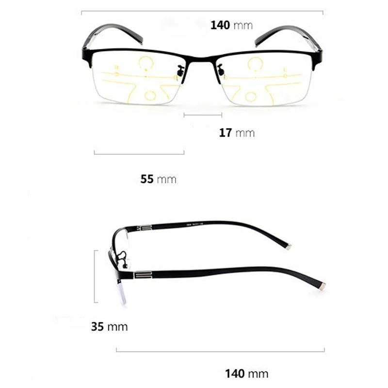 MGHBHS High grade alloy anti-blue light reading glasses progressive multi-focus for both men and women