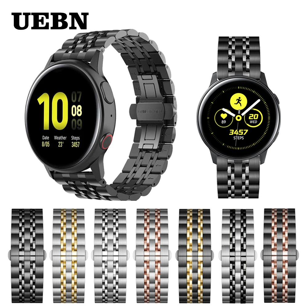 Ремешок UEBN из нержавеющей стали для Samsung Galaxy Watch Active 2 40 мм 44 браслет часов Gear Sport S2 S3