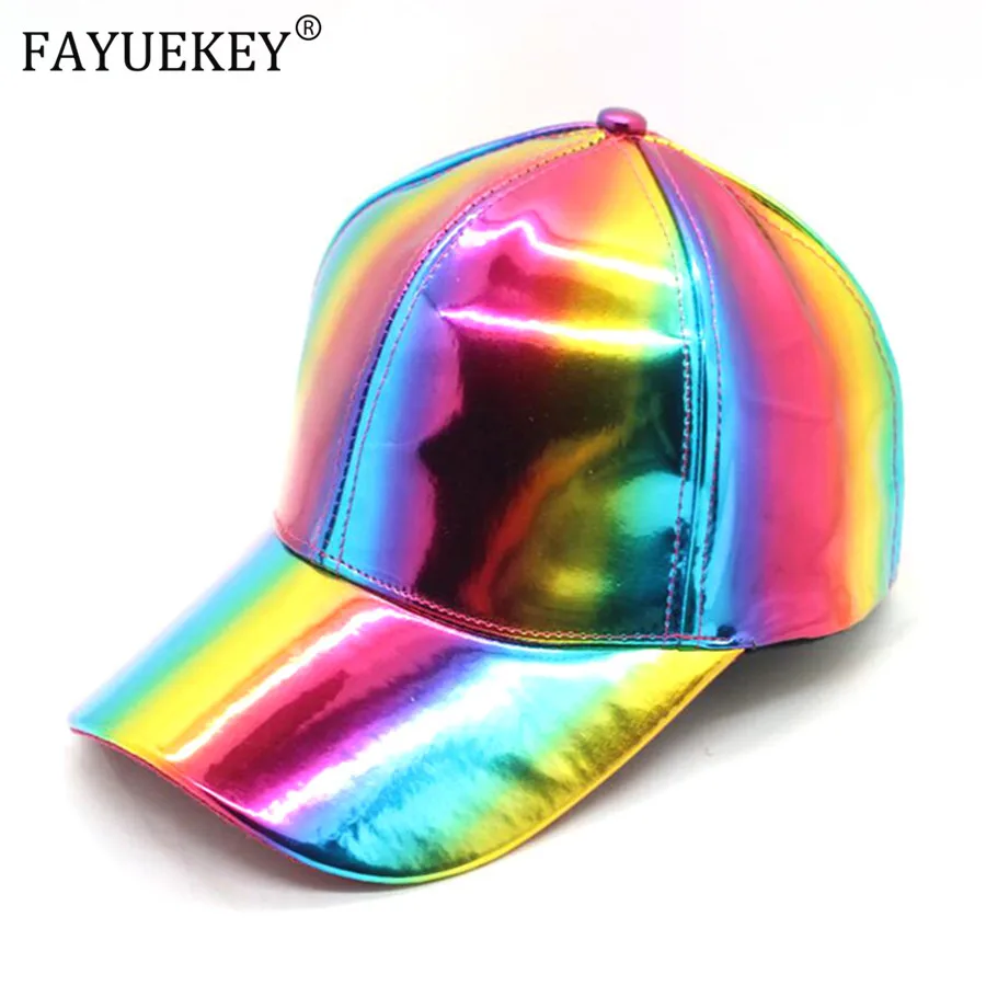2020 Радужная Бейсболка для женщин и мужчин Регулируемая Кепка из лакированной