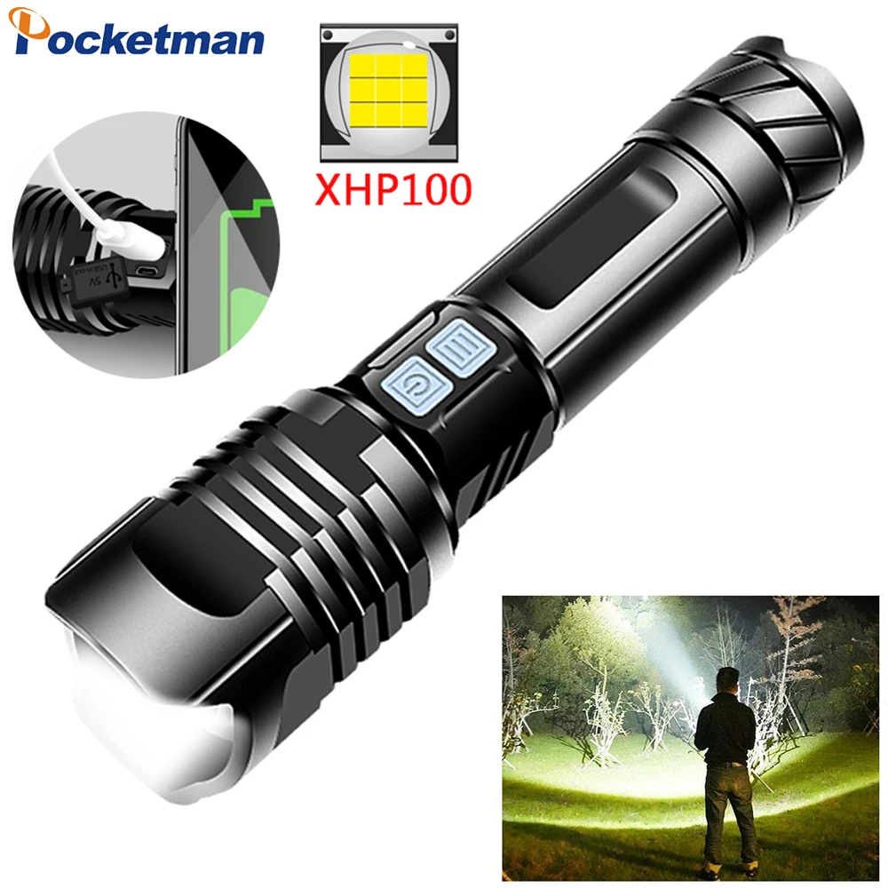 

Pocketman XHP100 Мощный светодиодный вспышка светильник USB Перезаряжаемые фонарь флэш-светильник светодиодный налобный фонарь XHP50 светодиодный по...