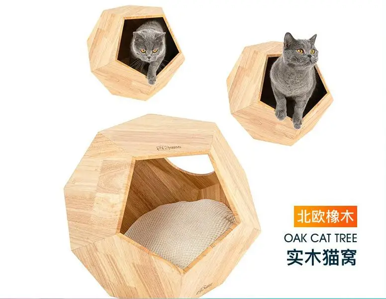 

Wooden Cat Climbing Frame, Cat Litter, Cat Tree & Oak Solid Wood Cat Litter, Pet Supplies