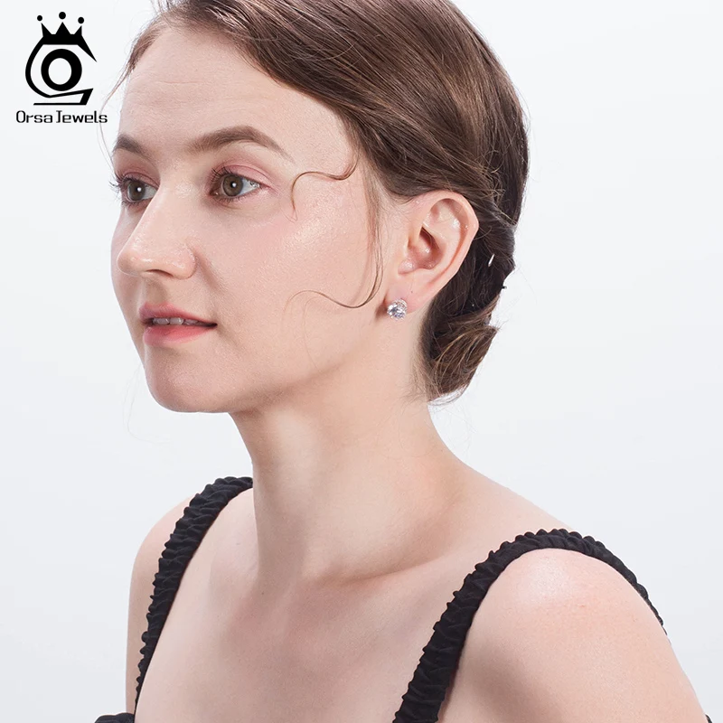 ORSA JEWELS Роскошные серьги с сверкающий камень Pure 925 Серебряные серьги-гвоздики