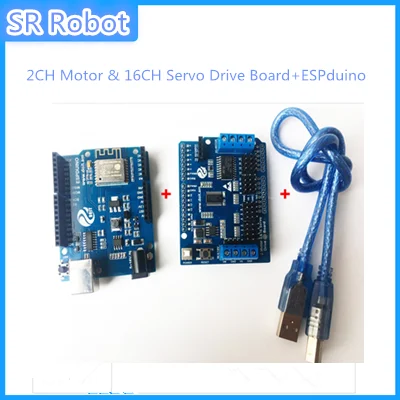 Комплект контроллера ESPduino: 2 канальный двигатель и 16 канальная сервопривод + ESPduino