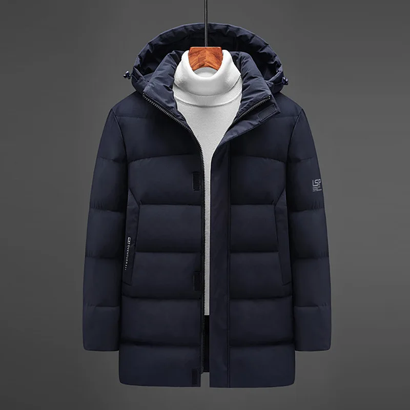 

Winter Thermal White Duck Down Jacket Men Thick Warm Solid Color Loose Puffer Coat Male Casual Hooded Quality Windproof Overcoat