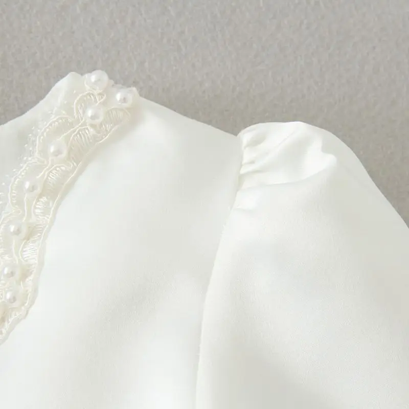 Baby Girls Satin Long Sleeve Bolero Shrug Handmade Imitation Pearl Beading Weddi | Детская одежда и обувь