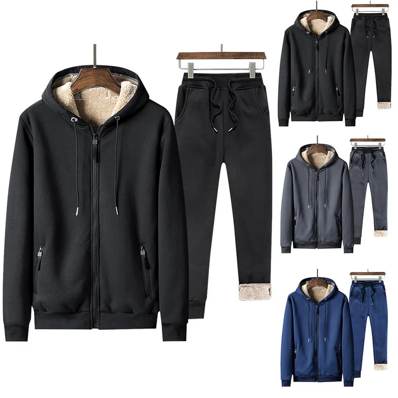 HEFLASHOR 2019 зимние теплые спортивные костюмы мужские толстовки с капюшоном