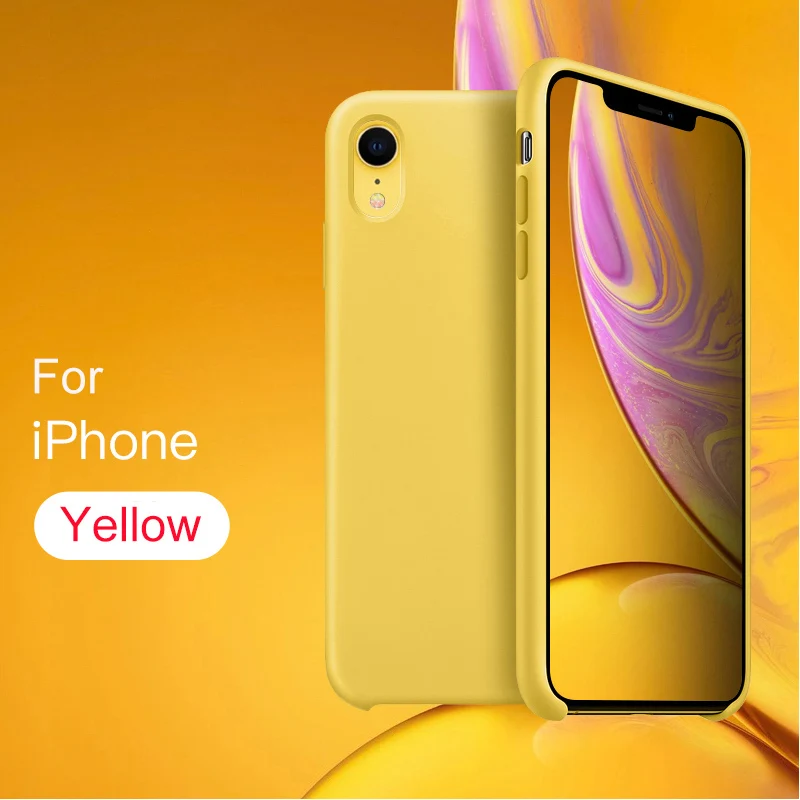 Yellow Официальный силиконовый чехол для iPhone 11 Pro MAX XR X Xs MAX чехол s для apple iPhone 7 8 Plus 6 6s 5 5S SE чехол с логотипом - Цвет: Yellow