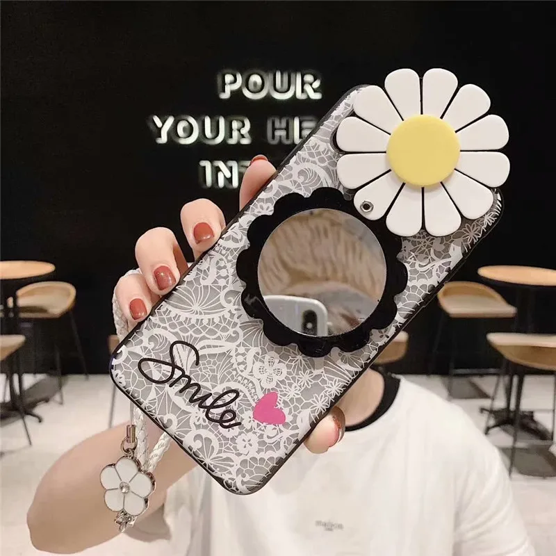 GYKZ 3D кружевной зеркальный чехол с цветком маргаритки для iPhone 7 XS MAX XR X 8 6 6s Plus