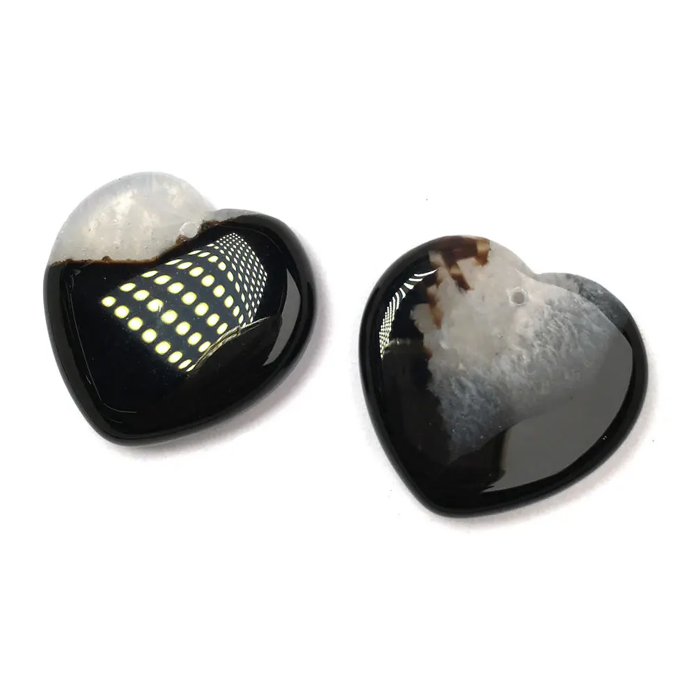 Подвеска из натурального камня в форме сердца черные Агатовые Подвески