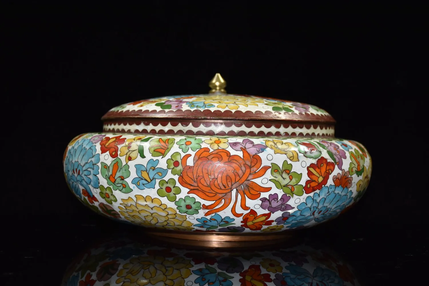 

12"Chinese Folk Collection Old Bronze Cloisonne Enamel Buddha flower Blooming Jar Pen wash Office Ornaments Town House Exorcism