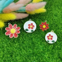 apeur 10pcs give u one red flower enamel alloy charms pendant diy jewelry making necklace handmade craft accessory phone decor