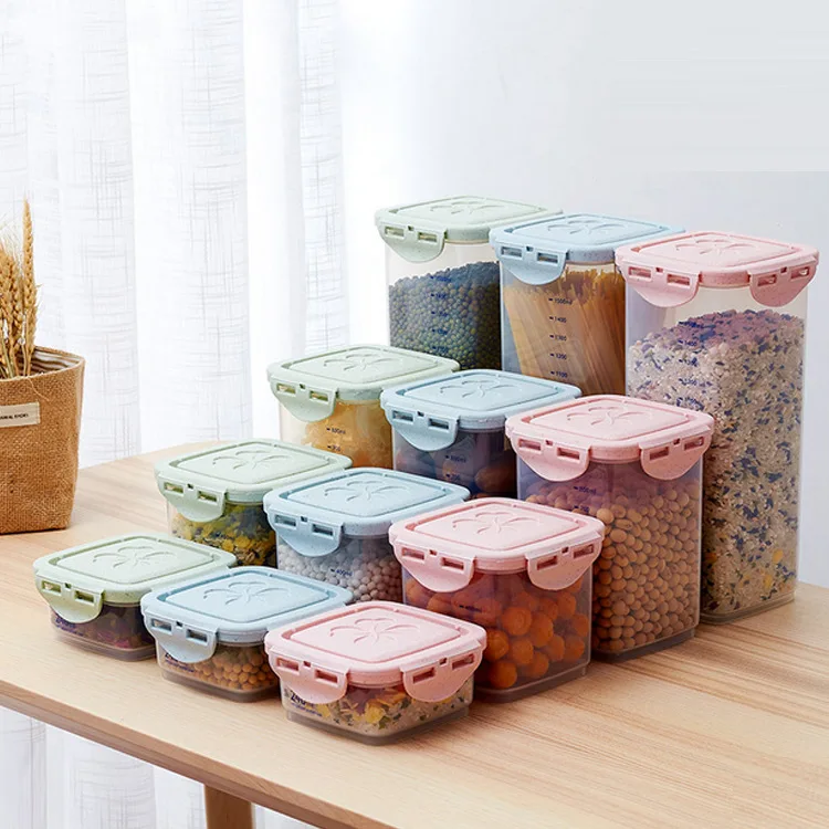 

Sealed Cans Kitchen Food Noodle Storage Box Plastic Grain Storage Storage Tank Box With scale Organizer