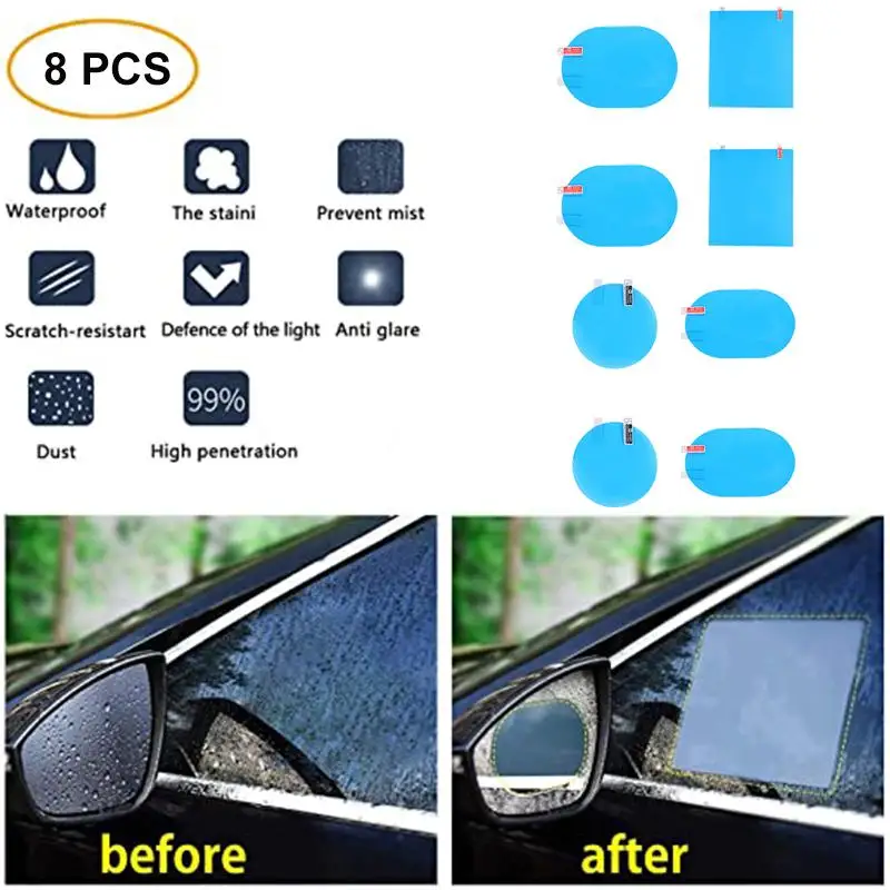 2/8 шт. автомобильная противотуманная Антибликовая пленка для зеркала заднего