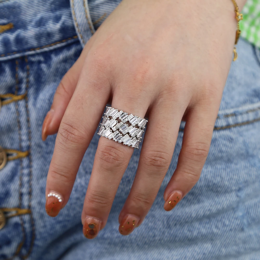 Белый золотой цвет крошечная полоса обручальное кольцо для женщин сверкающий