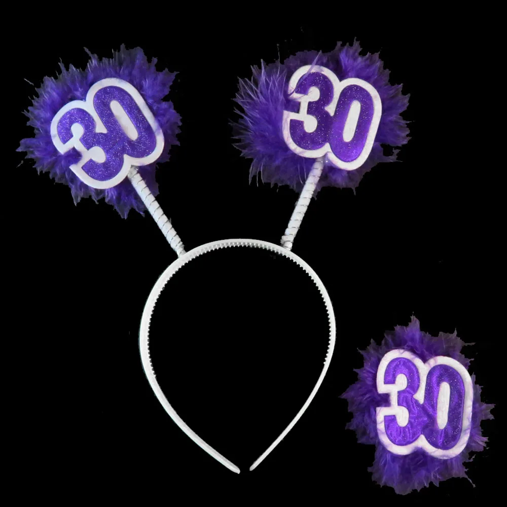 2020 new Birthday party DIY decoration headband Badge set Anniversary purple 21 30 40 50 happy birthday event supplies | Дом и сад