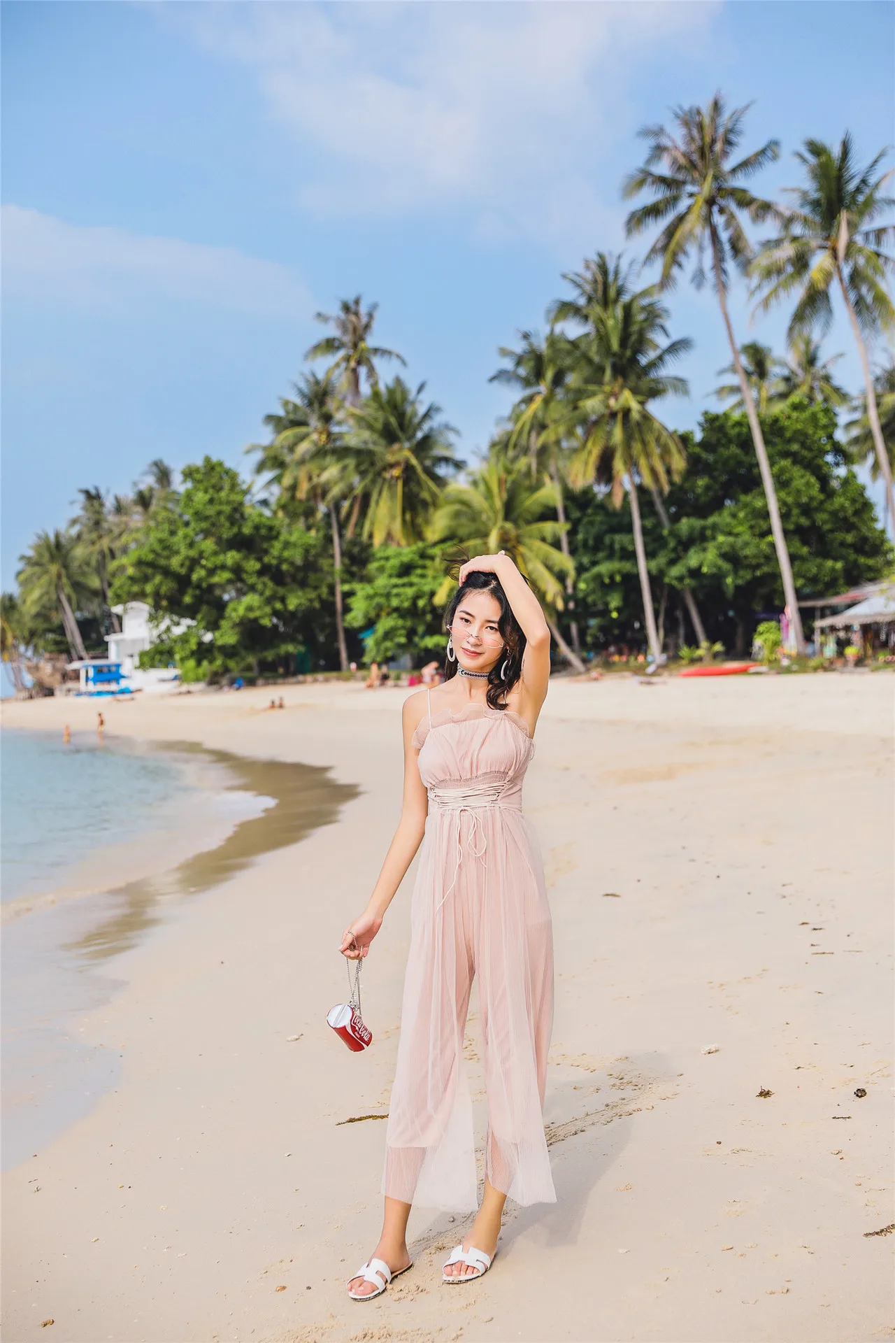 

High Quality Ladies jumpsuit Dresses Spaghetti Straps Beach Play Suit Drawstring Ruffles Trim Outfit Strapless Slim Women Dress