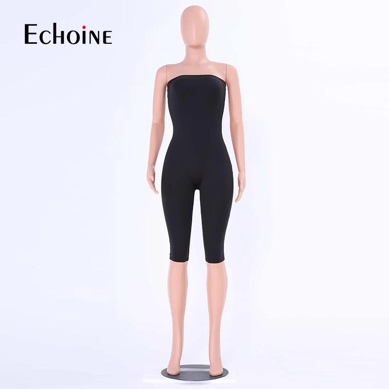 Echoine летнее сексуальное платье без бретелек Твердые спандекс Комбинезоны с