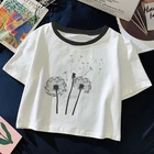 Женская футболка с рисунком одуванчика, простая повседневная футболка с рисунком диких цветов, Подарочная футболка для молодых девушек, лето