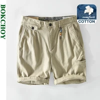 2021 summer spring new men solid color cotton casual shorts workwear apricot gray big pocket ga t104