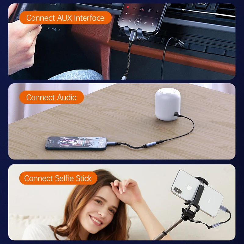 KUULAA For iPhone to 3.5mm Headphones Adapter For iPhone 12 11 Pro max X XR 8 7 Aux 3.5mm Jack Cable For ios Adapter Accessories