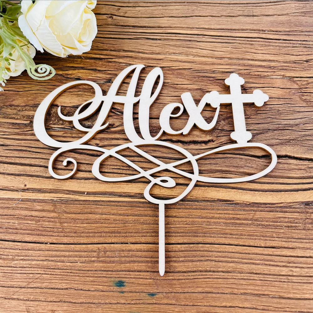 Персонализированный Топпер для торта с надписью God Bless крещения на заказ детский