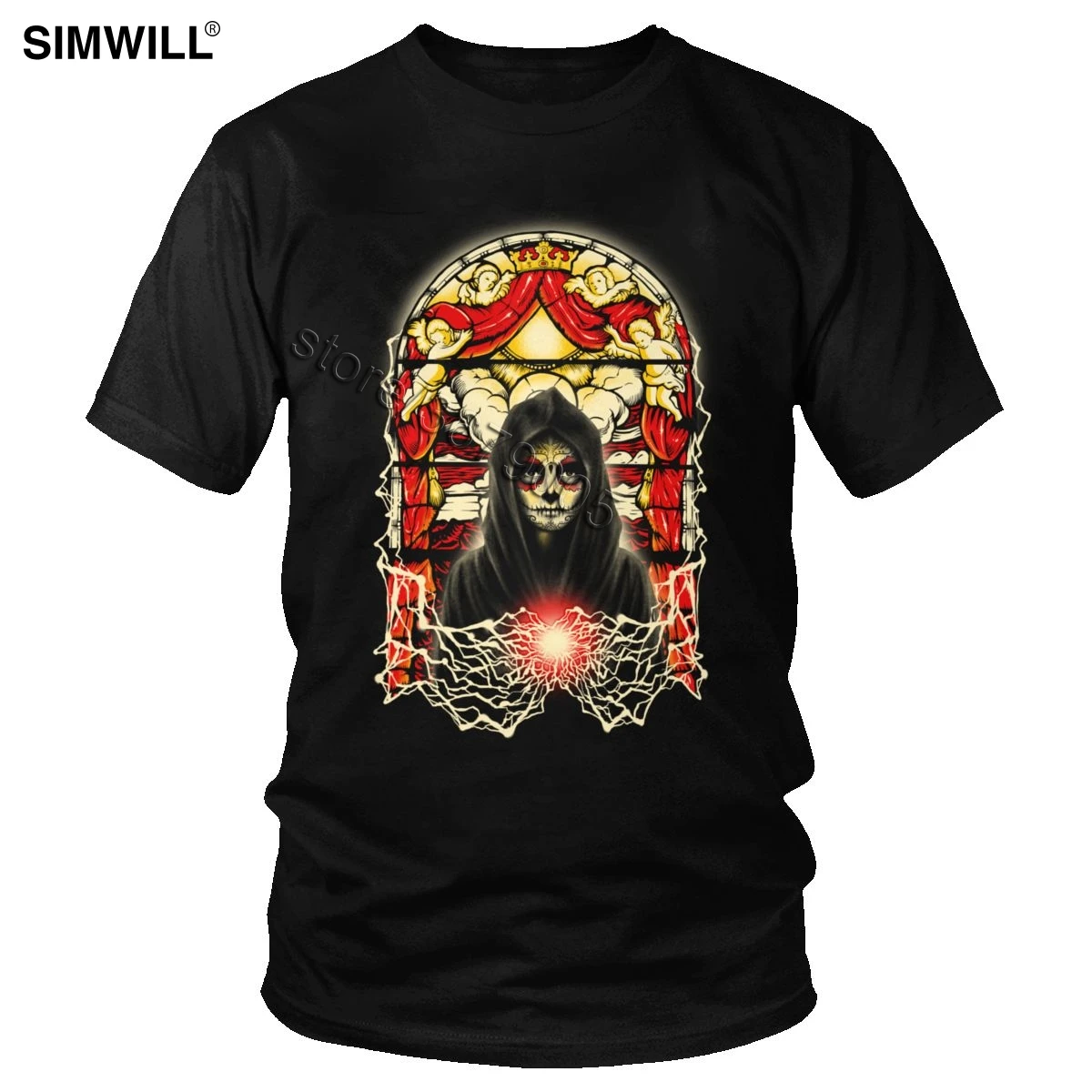 Мужская футболка с изображением Санта Муэрте светильник мира новинка черепа
