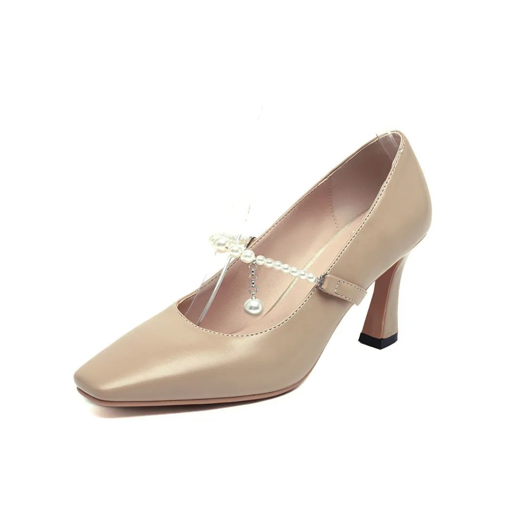 

Women's Shoes With Straps Square Toe Shallow Mouth Work Dress Professional Brief Pumps Casual Heels 2021 Sandals Ladies Buckle O