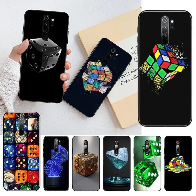 

Dice cube Black TPU Soft Phone Case Cover for Redmi Note 8 8A 8T 7 6 6A 5 5A 4 4X 4A Go Pro