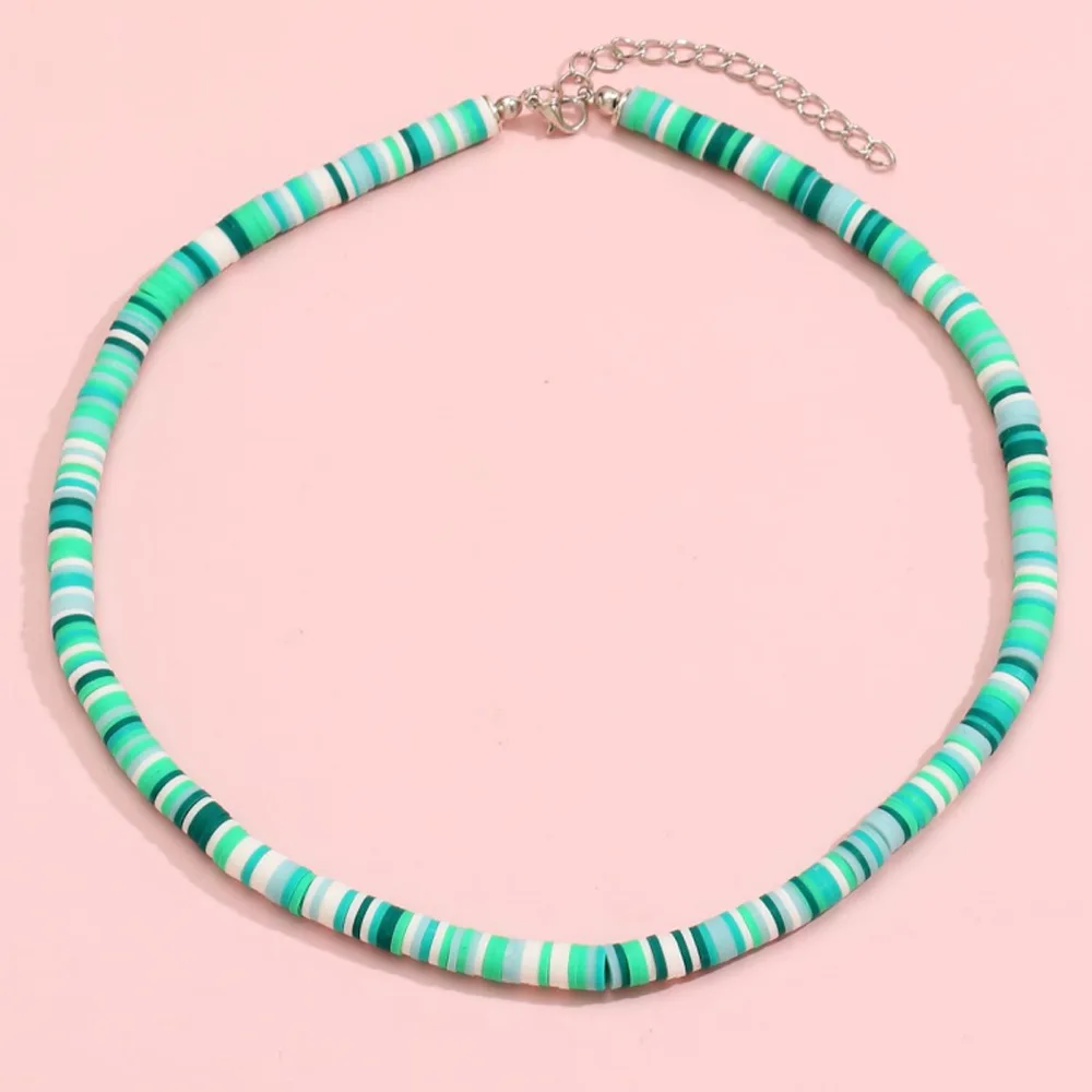 

Women's Necklace beach colorful soft pottery Beaded disc clavicle chain dinner accessories Creative