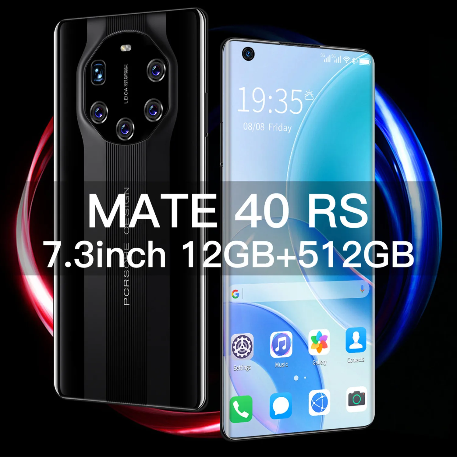 

New Arrival Mate40 RS 7.3 Inch 12GB 512GB 10 Core 5800mAh Fingerprint Unlock Smaer Phone 3040*1440 Andriod 10 Cellphone Global